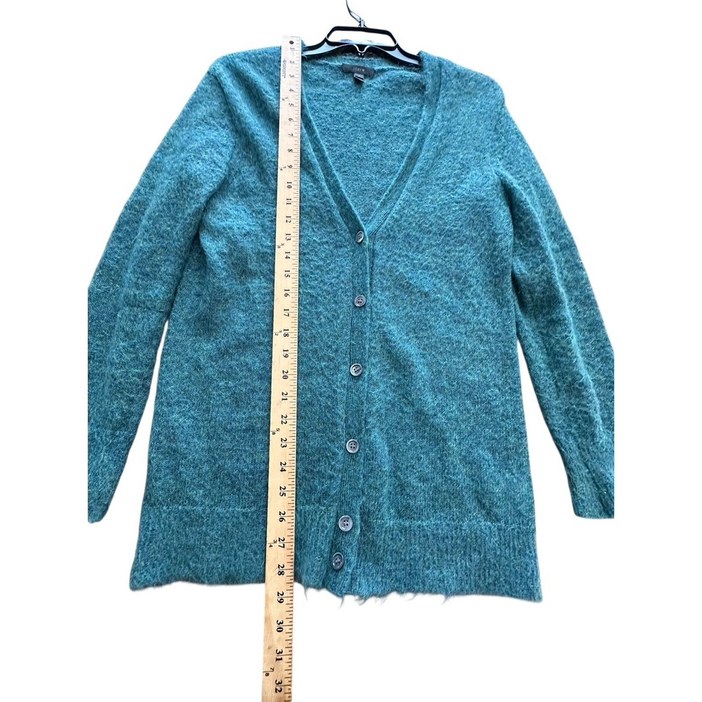 J CREW KID MOHAIR CARDIGAN‎ SWEATER SHEER KNIT GREEN Size Small #KL14-8 - Picture 7 of 9